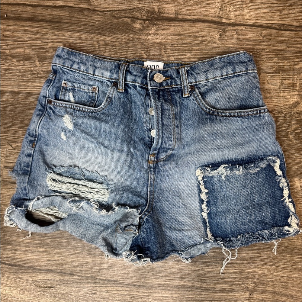 BDG Blue Distressed Jean Shorts High-Waisted